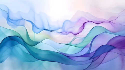 Abstract illustration embodies mindfulness meditation with gentle swirling patterns in pastel