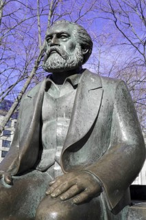 Bronze statues of Karl Marx and Friedrich Engels, Marx-Engels-Forum, Berlin, Germany, Europe,
