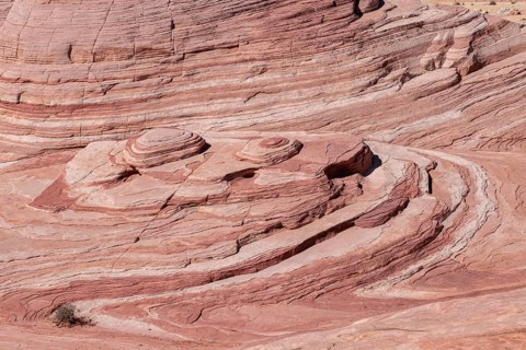 Layered rock formations along the Fire Wave Trail at Valley of Fire State Park near Overton,
