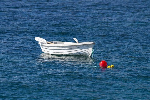 Rowing boat near Arrieta, Lanzarote, Canary Islands, Spain, Europe