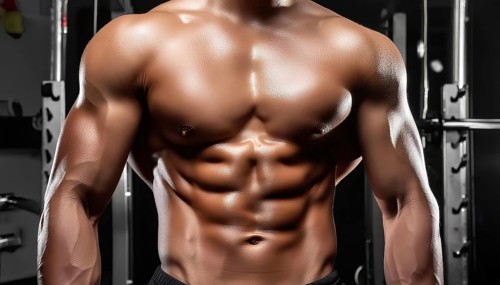 A muscular man in the gym, showing off his toned abs and arms, AI generated, AI generated