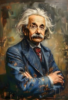 Oil-painted portrait of the physicist Albert Einstein, modern interpretation, AI generated, AI