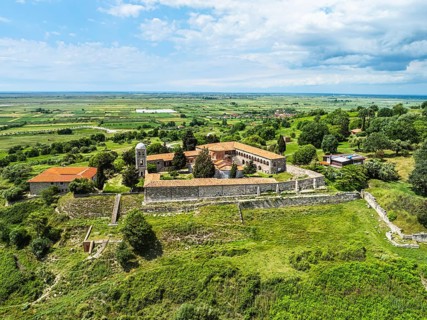 Apollonia Archaeological Park from a drone, Pojan, Albania, Europe