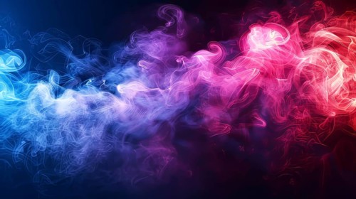 Colorful swirls of red, blue, pink, and purple smoke in an abstract design with a neon gradient