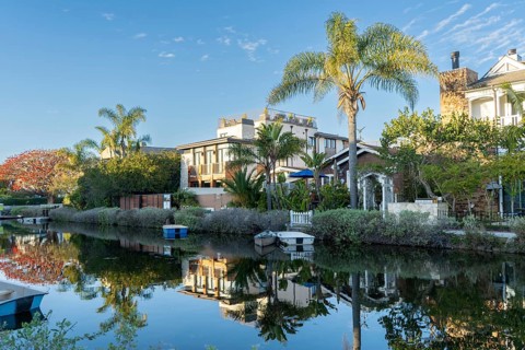 Houses along the Venice Canals in Los Angeles, California