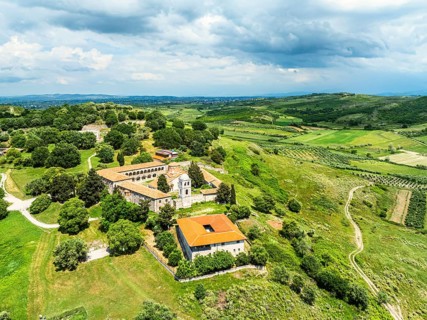 Apollonia Archaeological Park from a drone, Pojan, Albania, Europe
