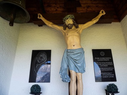 Christ on the cross, Stalingrad Chapel, near Aigen im Ennstal, Styria, Austria, Europe