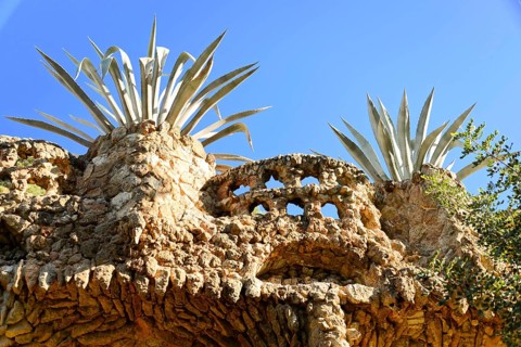 Antoni Gaudi, Park Guell, UNESCO World Heritage Site, Barcelona, Catalonia, Spain, Europe, stone