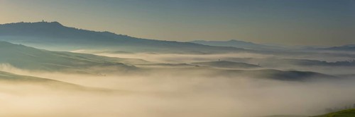 Landscape at sunrise around Volterra, Province of Pisa, Tuscany, Italy, Europe