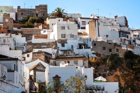Residential buildings in the old town, Arcos, Andalusia, Spain, Europe