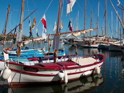 Close-up of sailing boats in the harbour against a blue sky, la seyne sur mer on the mediterranean