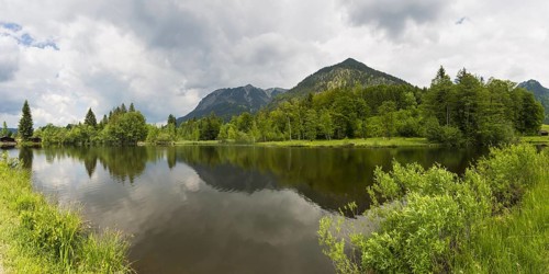 Rubihorn, 1957m, Gaisalphorn, 1953m, and Schattenberg, 1845m, Moorweiher, near Oberstdorf,