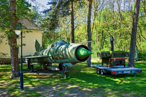 Soviet fighter aircraft MiG-21, Griessen, Jaenschwalde, Brandenburg, Germany, Europe