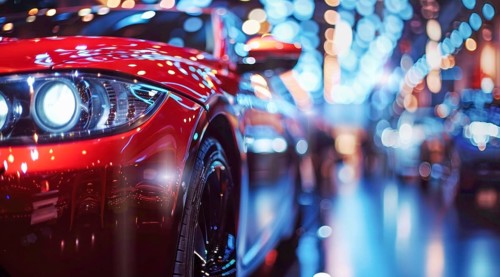 New luxury car models on display at car salon for buyers to buy and test drive, AI generated
