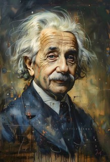 Oil-painted portrait of the physicist Albert Einstein, modern interpretation, AI generated, AI