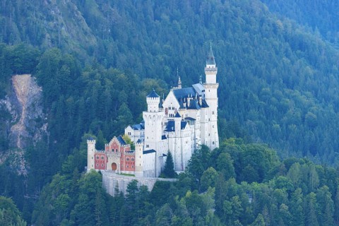 Neuschwanstein Castle near Hohenschwangau, Romantic Road, Ostallgaeu, Bavaria, Germany, Europe