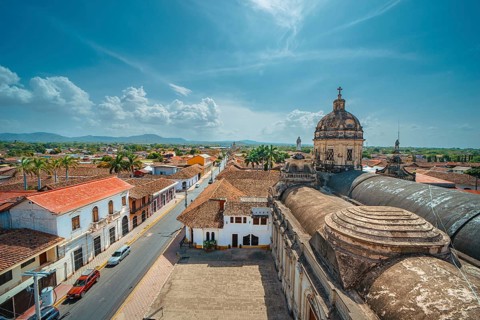 Beautiful panoramic view of Granada from La Merced church. Urban view of the city of Granada from