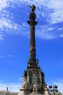 Monument a Colom, Colombus Column, Barcelona, Catalonia, Spain, Europe, High column with statue and