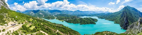 Bovilla Lake and Mountains, Bovilla Reservoir, Tirana, Albania, Europe