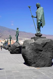 Statues of the Guanche Kings or Mencey Statues, front Guanche King Adjona, Candelaria seafront