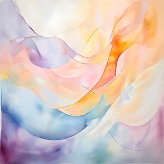 Abstract illustration embodies mindfulness meditation with gentle swirling patterns in pastel