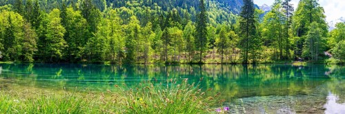Christlessee, a mountain lake in the Trettachtal valley, near Oberstdorf, Oberallgaeu, Allgaeu,