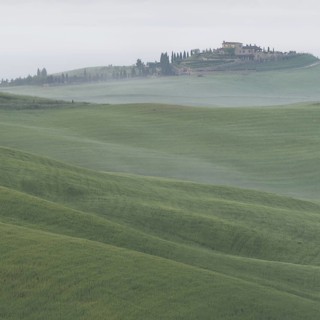 Landscape at sunrise around Volterra, Province of Pisa, Tuscany, Italy, Europe