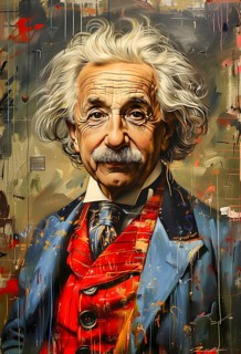 Oil-painted portrait of the physicist Albert Einstein, modern interpretation, AI generated, AI