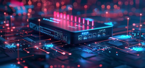 Advanced fast broadband wireless router. Concept of new technology and fast network connectivity,