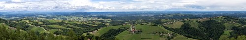 Hilly landscape, vineyards, panoramic view, view from the Demmerkogel lookout point, St.