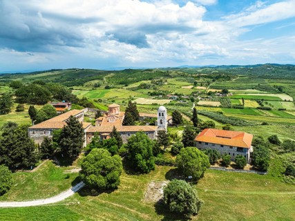 Apollonia Archaeological Park from a drone, Pojan, Albania, Europe