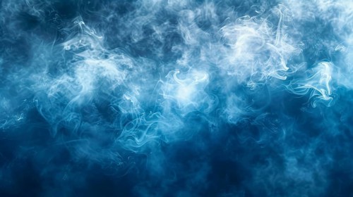 Abstract image with blue and white wispy smoke creating an ethereal atmosphere, AI generated