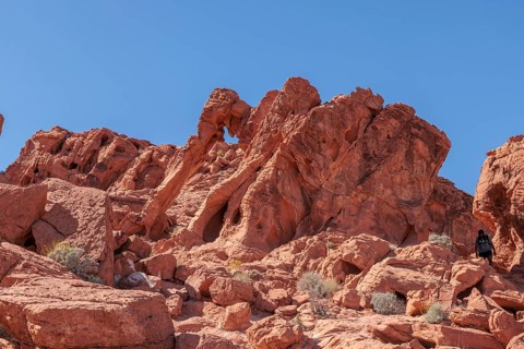 Elephant Rock natural sandstone arch at Valley of Fire State Park near Overton, Nevada, United