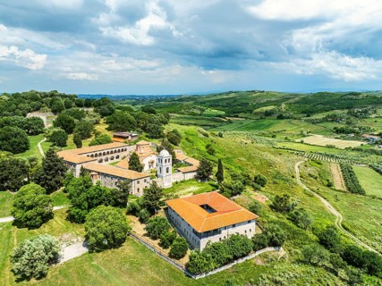 Apollonia Archaeological Park from a drone, Pojan, Albania, Europe