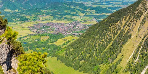 Panorama from the Riefenkopf, 1748m, to Oberstdorf, Allgaeu, Bavaria, Germany, Europe
