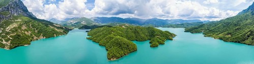 Bovilla Lake and Mountains, Bovilla Reservoir, Tirana, Albania, Europe
