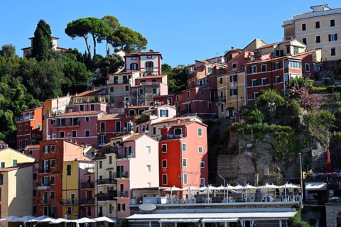 Colorful homes of Lerici, Liguria, Italy, Europe