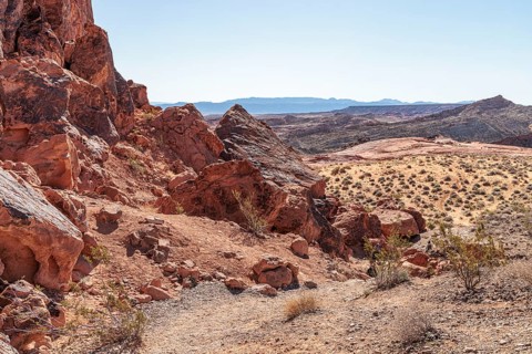 Fire Wave Trail through the Mohave Desert at Valley of Fire State Park near Overton, Nevada, United