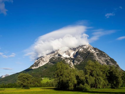 Grimming mountain range in the morning light, near Irdning, Styria, Austria, Europe