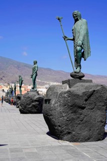 Statues of the Guanche Kings or Mencey Statues, in front Guanche King Adjona, promenade of