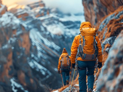 Mountain climber with full equipment climbing, ai generated, AI generated
