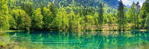 Christlessee, a mountain lake in the Trettachtal valley, near Oberstdorf, Oberallgaeu, Allgaeu,
