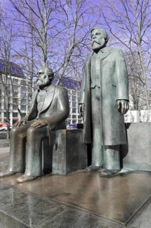 Bronze figures of Karl Marx and Friedrich Engels, Marx-Engels-Forum, Berlin, Germany, Europe,