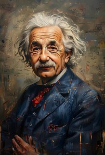 Oil-painted portrait of the physicist Albert Einstein, modern interpretation, AI generated, AI