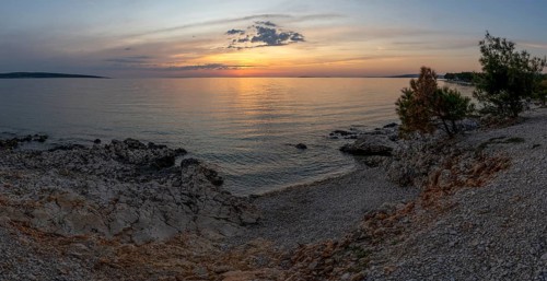 Sunset on the coast, island of Pag, Zadar, Dalmatia, Croatia, Europe