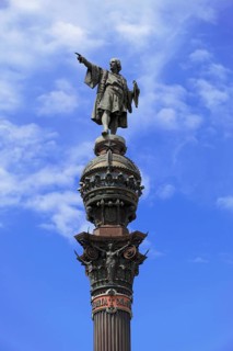 Monument a Colom, Columbus Column, Barcelona, Catalonia, Spain, Europe, A statue of Christopher