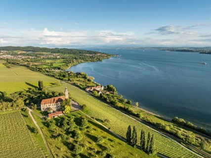 Aerial view of the pilgrimage church Birnau on Lake Constance, Uhldingen-Muehlhofen, Lake Constance
