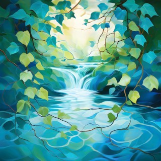 Abstract illustration embodies mindfulness meditation with gentle swirling patterns in pastel