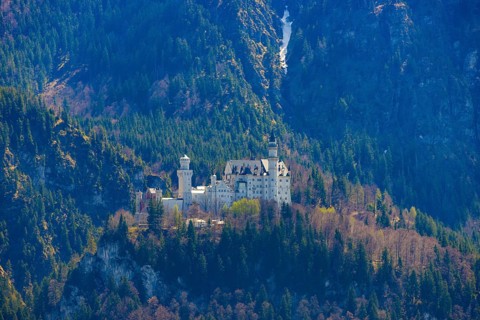 Neuschwanstein Castle near Hohenschwangau in early spring, Romantic Road, Ostallgaeu, Bavaria,