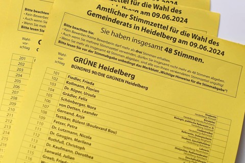 Germany, May 2024: German ballot paper for local council election in Heidelberg, Europe